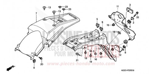GARDE-BOUE ARRIERE (XR250RY-3) (ED) XR250R3 de 2003